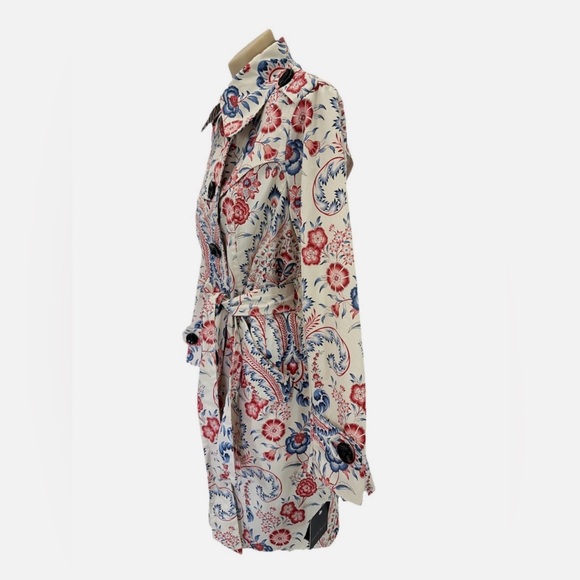 Nanette Lepore Paisley/Floral Trench Coat Size Medium - Picture 3 of 12